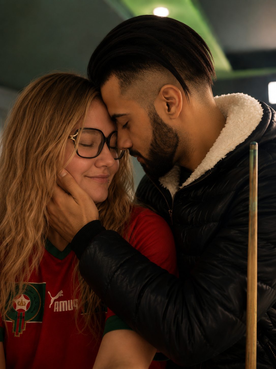 A quiet forehead-to-forehead moment